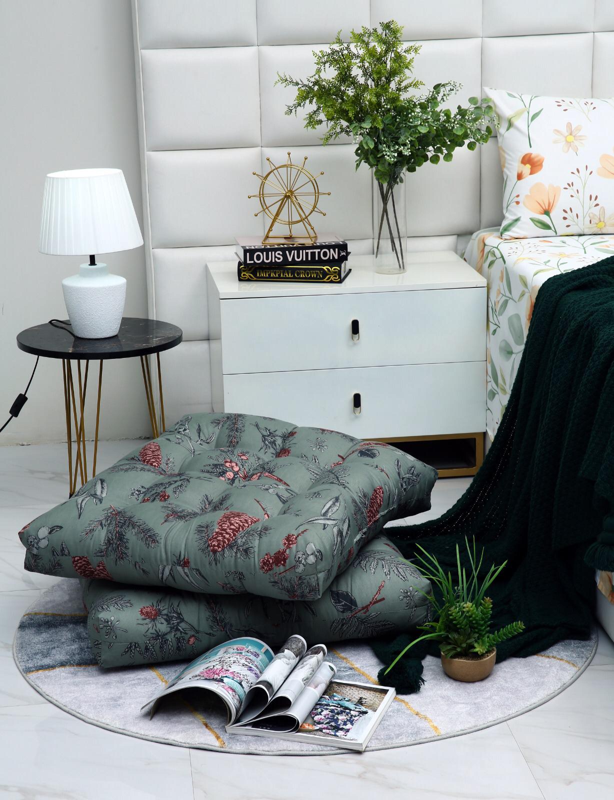 Digital Printed Square Floor Cushions-Summer Slumber cushions Apricot