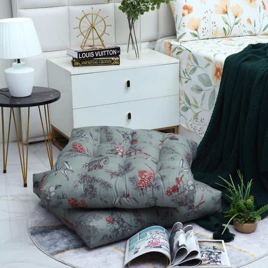 Digital Printed Square Floor Cushions-Summer Slumber cushions Apricot