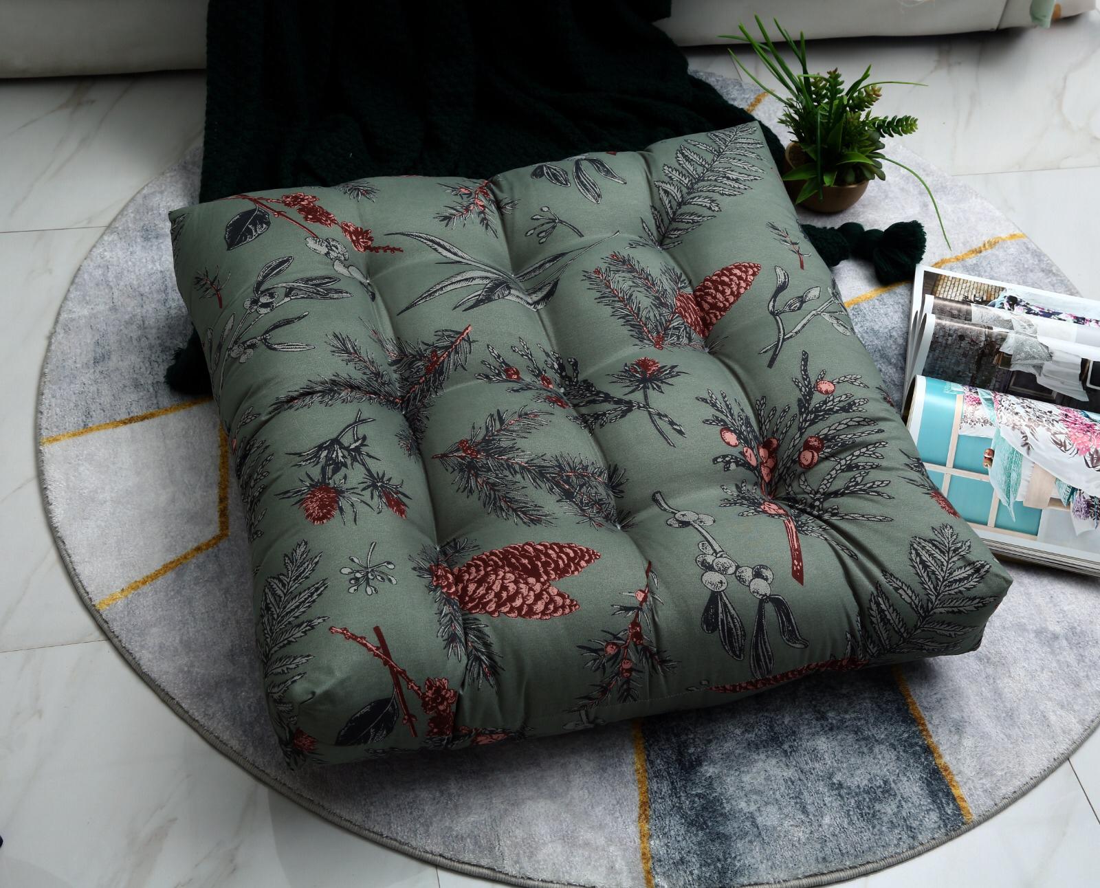 Digital Printed Square Floor Cushions-Summer Slumber cushions Apricot