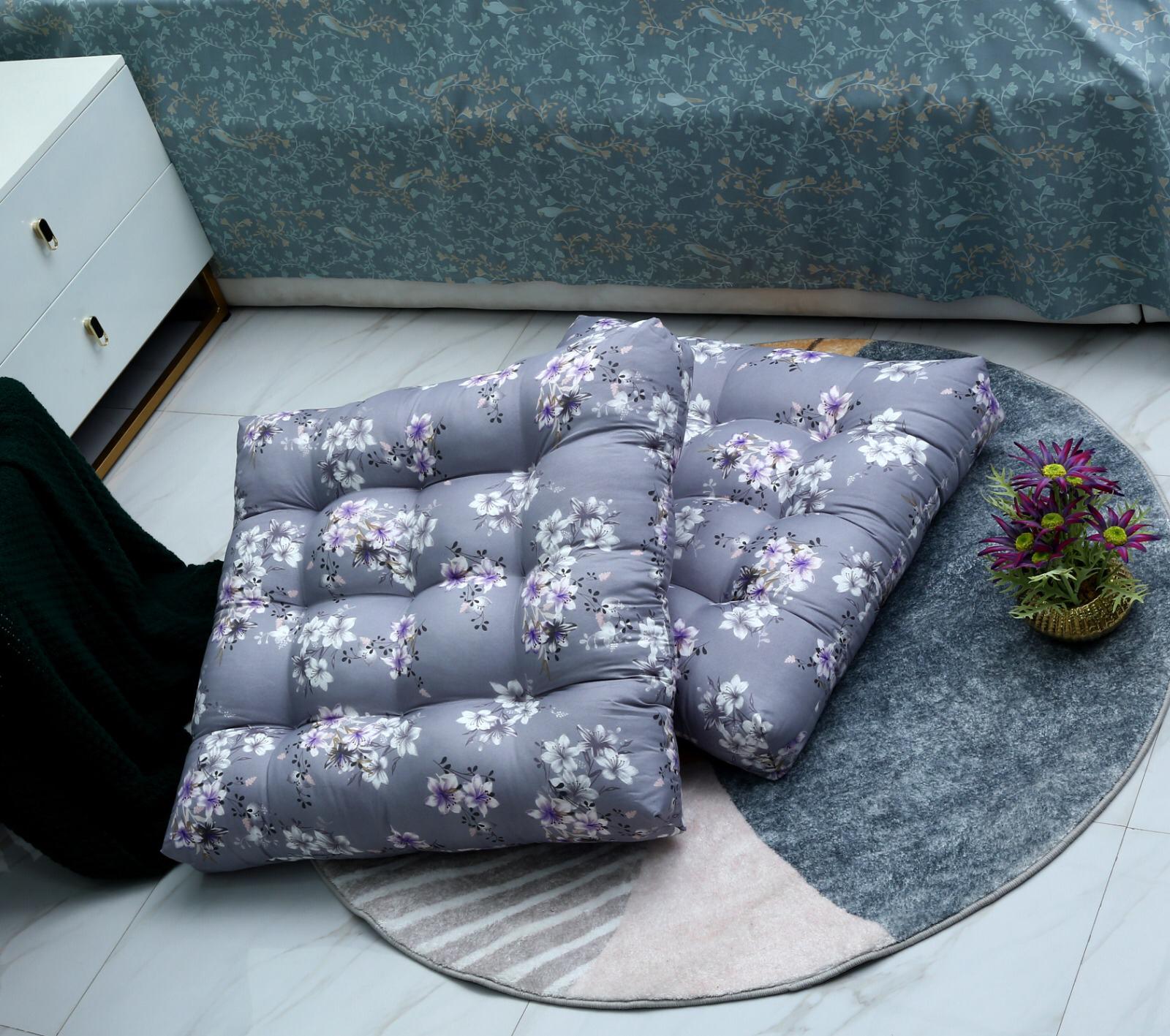Digital Printed Square Floor Cushions-White Rose cushions Apricot