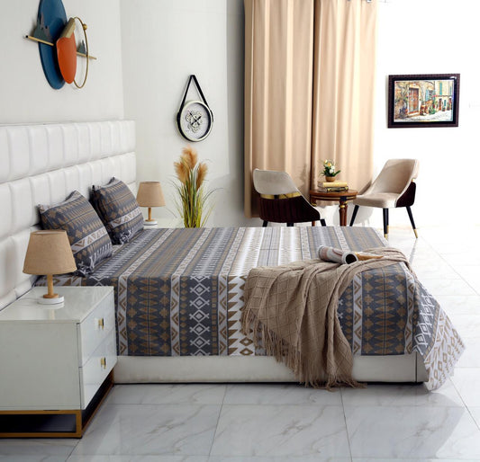 3 PCs Double Bed Sheet-DB173 Bed Sheets Apricot