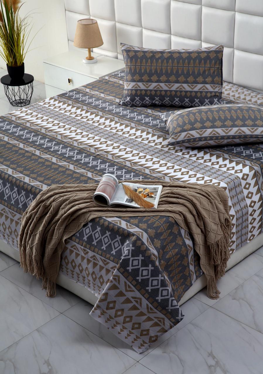 3 PCs Double Bed Sheet-DB173 Bed Sheets Apricot