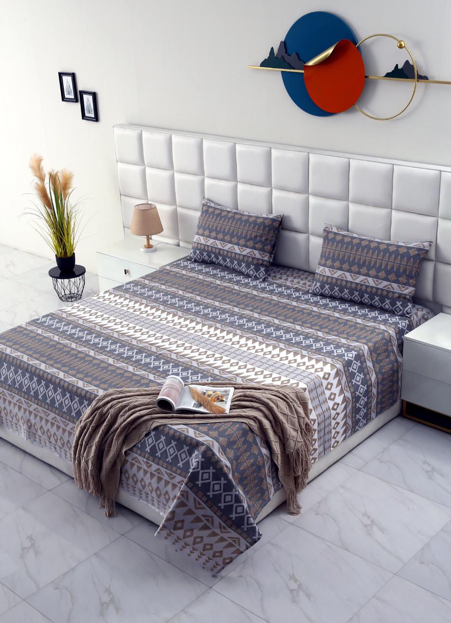 3 PCs Double Bed Sheet-DB173 Bed Sheets Apricot