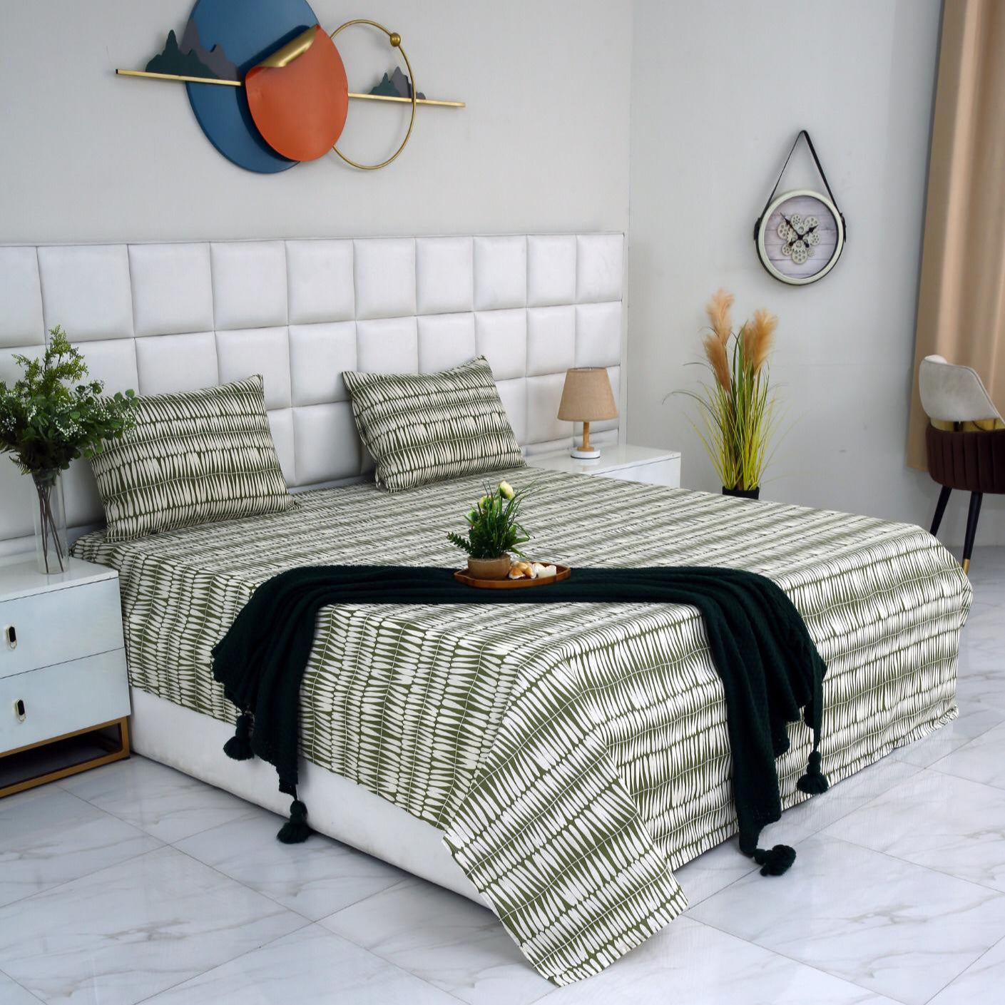 3 PCs Double Bed Sheet-DB130 Bed Sheets Apricot