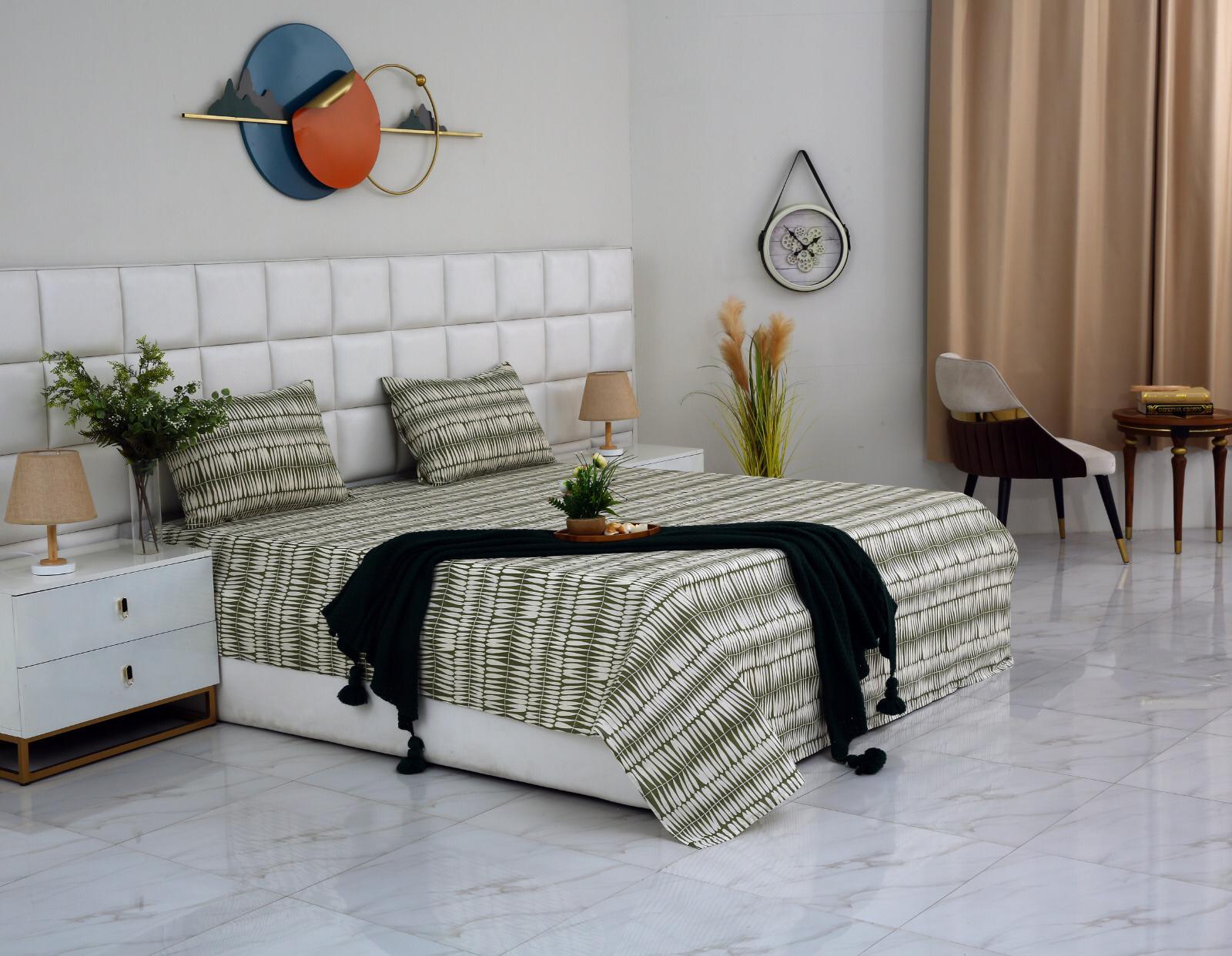 3 PCs Double Bed Sheet-DB130 Bed Sheets Apricot