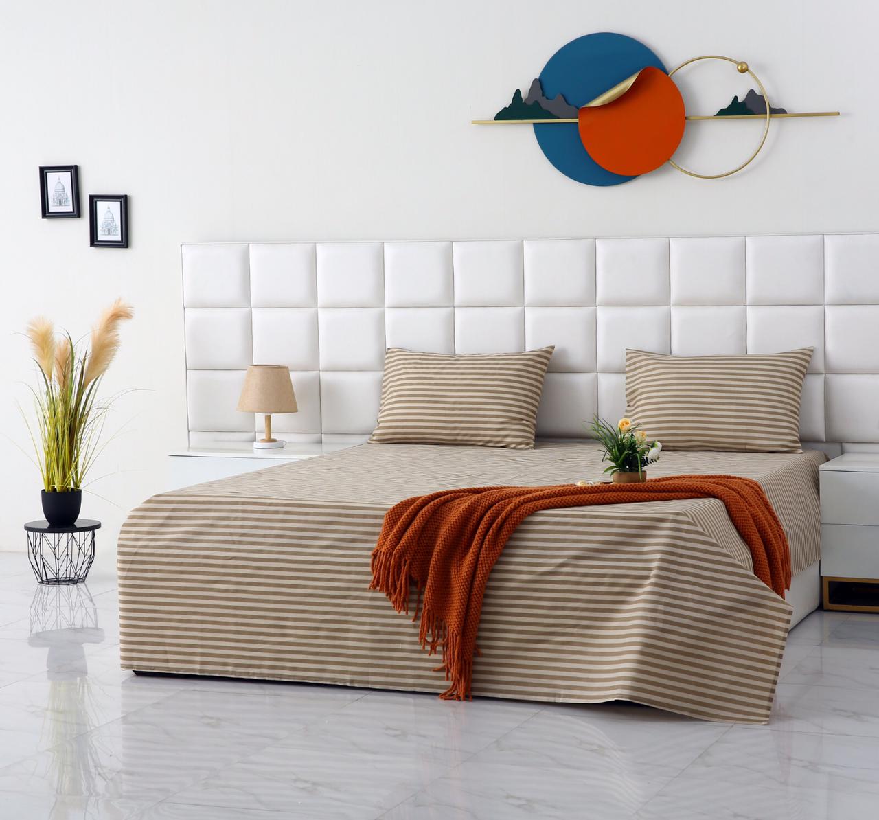 3 PCs Double Bed Sheet-DB170 Bed Sheets Apricot