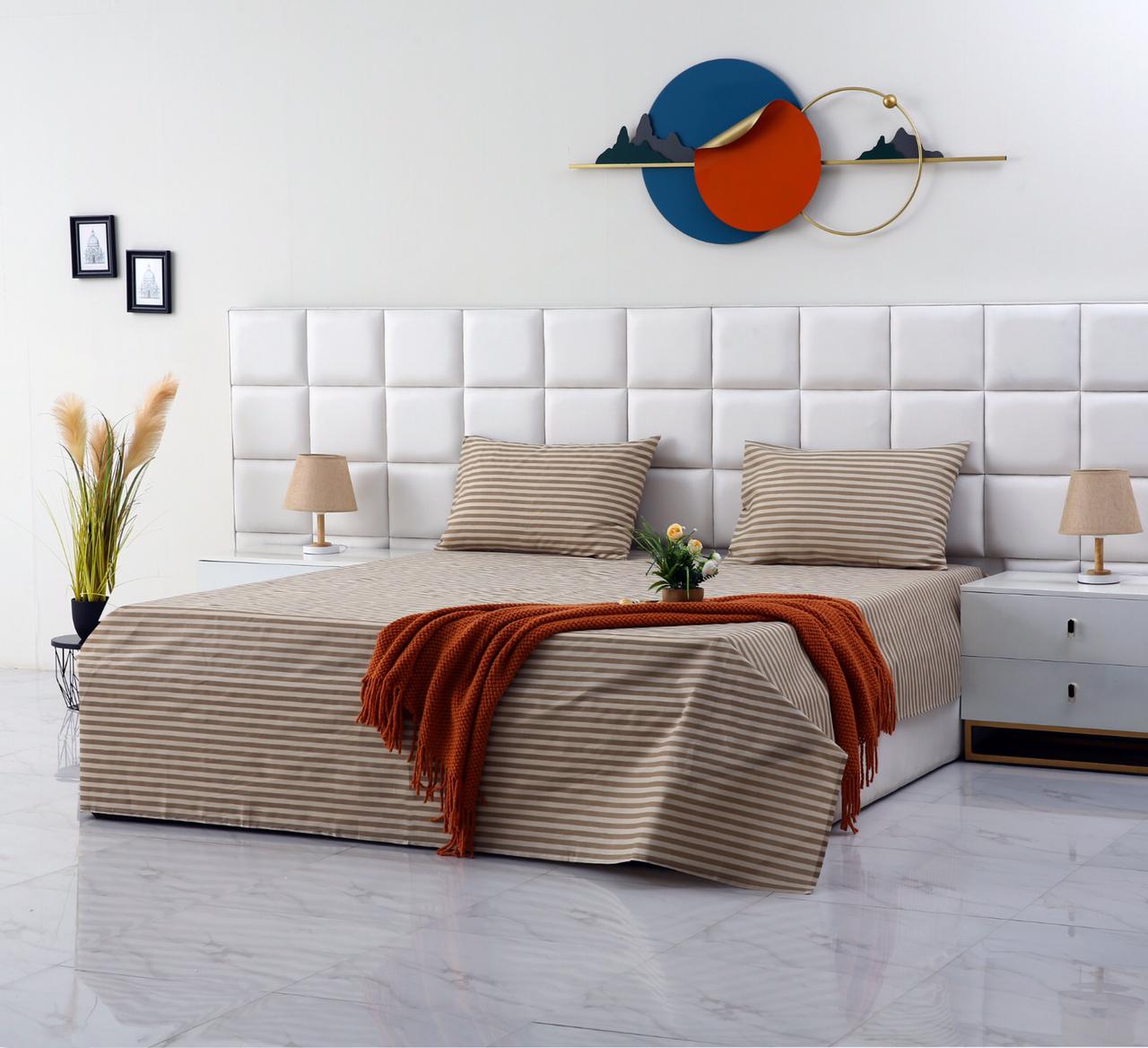 3 PCs Double Bed Sheet-DB170 Bed Sheets Apricot
