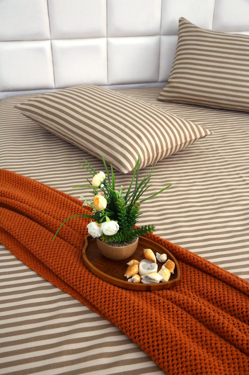 3 PCs Double Bed Sheet-DB170 Bed Sheets Apricot