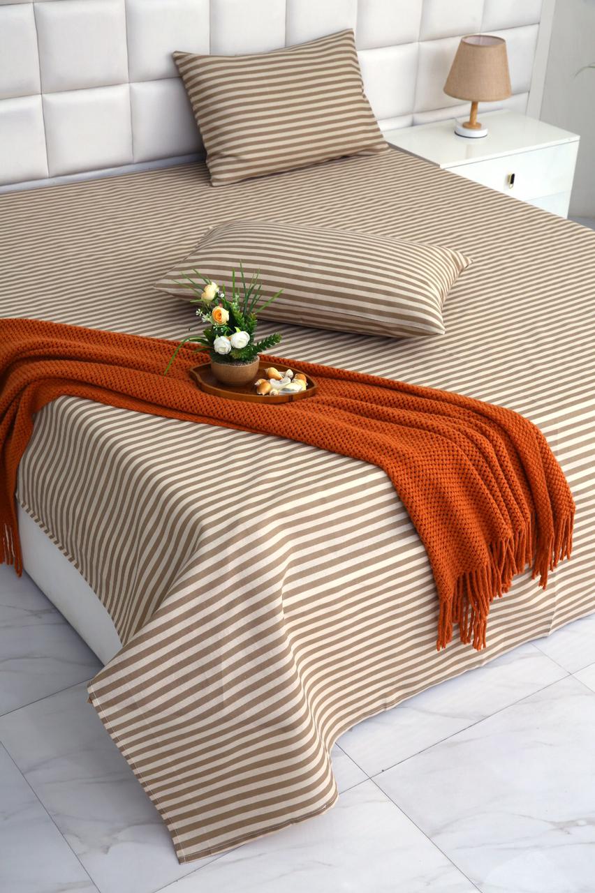 3 PCs Double Bed Sheet-DB170 Bed Sheets Apricot