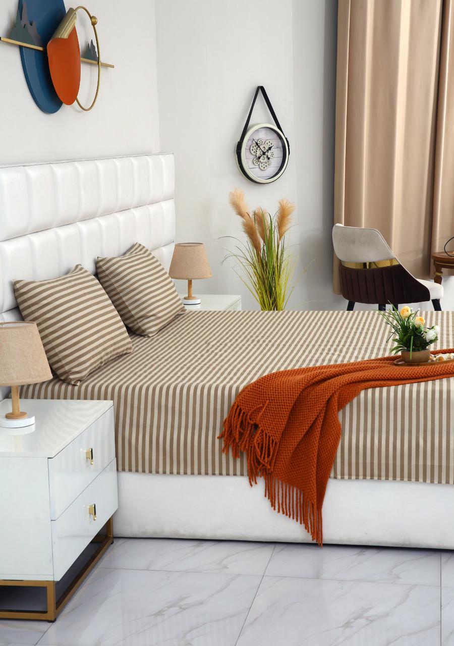 3 PCs Double Bed Sheet-DB170 Bed Sheets Apricot