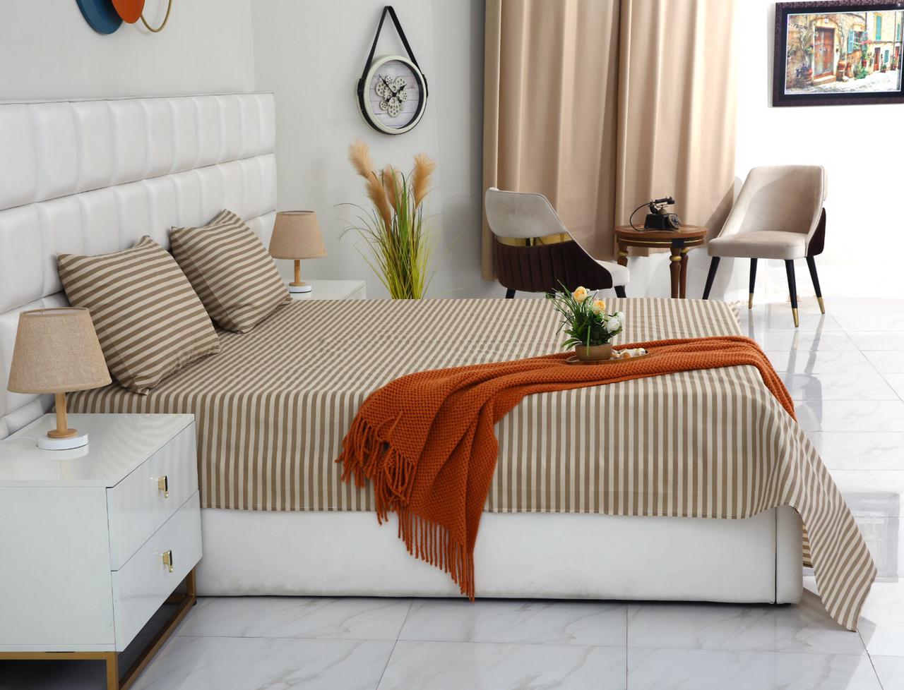 3 PCs Double Bed Sheet-DB170 Bed Sheets Apricot