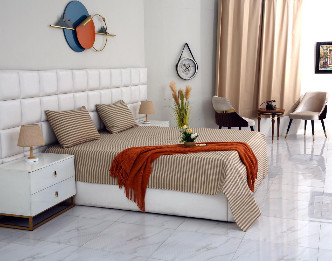 3 PCs Double Bed Sheet-DB170 Bed Sheets Apricot