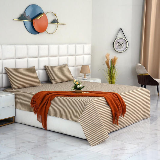 3 PCs Double Bed Sheet-DB170 Bed Sheets Apricot