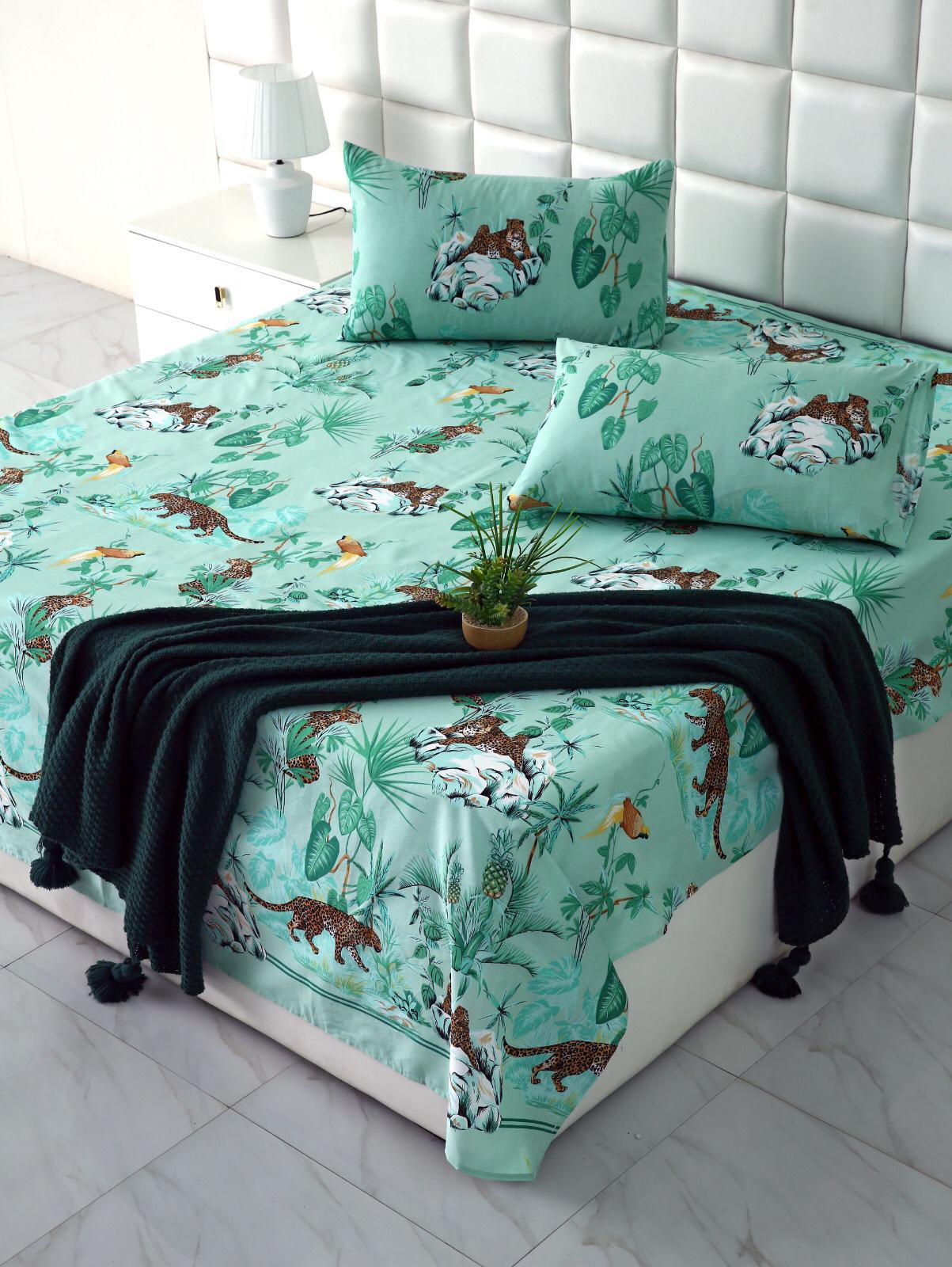 3 PCs Double Bed Sheet-DB233 Bed Sheets Apricot