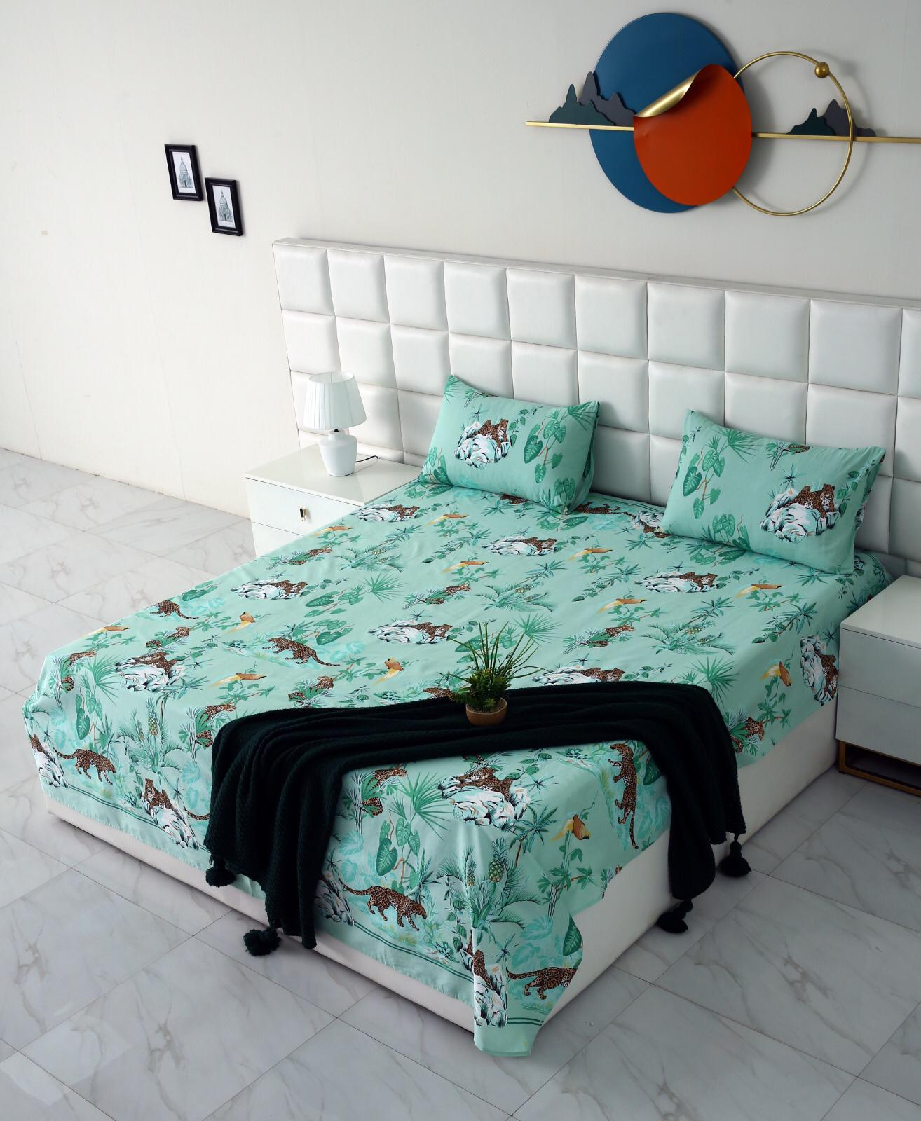 3 PCs Double Bed Sheet-DB233 Bed Sheets Apricot