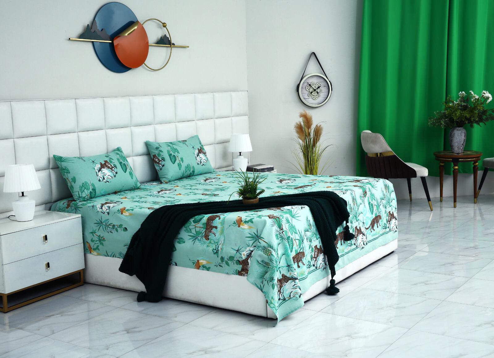 3 PCs Double Bed Sheet-DB233 Bed Sheets Apricot