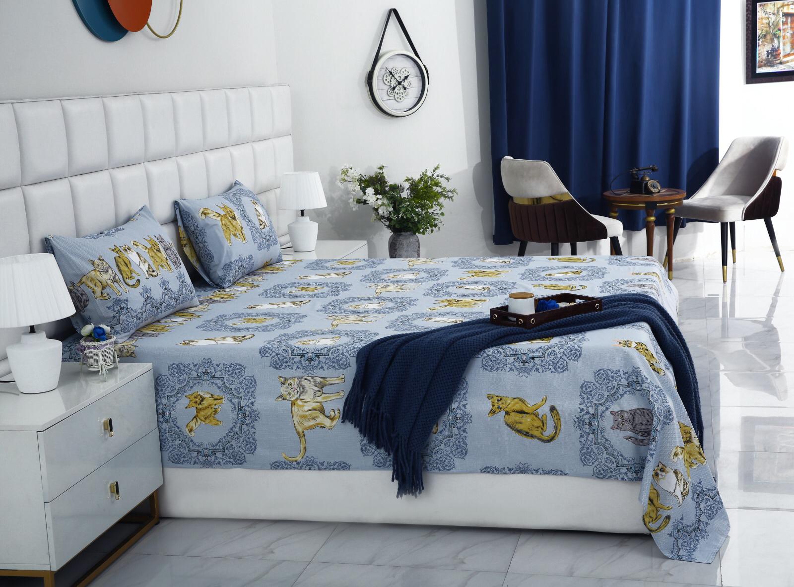 3 PCs Double Bed Sheet-AP0052 Bed Sheets Apricot