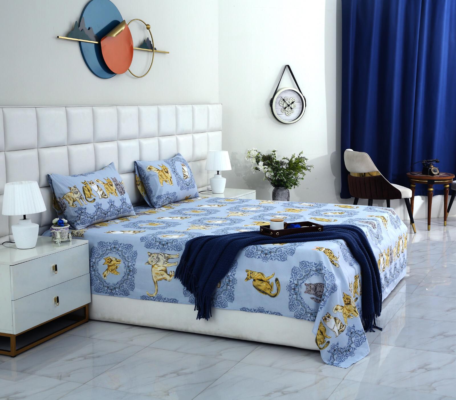 3 PCs Double Bed Sheet-AP0052 Bed Sheets Apricot