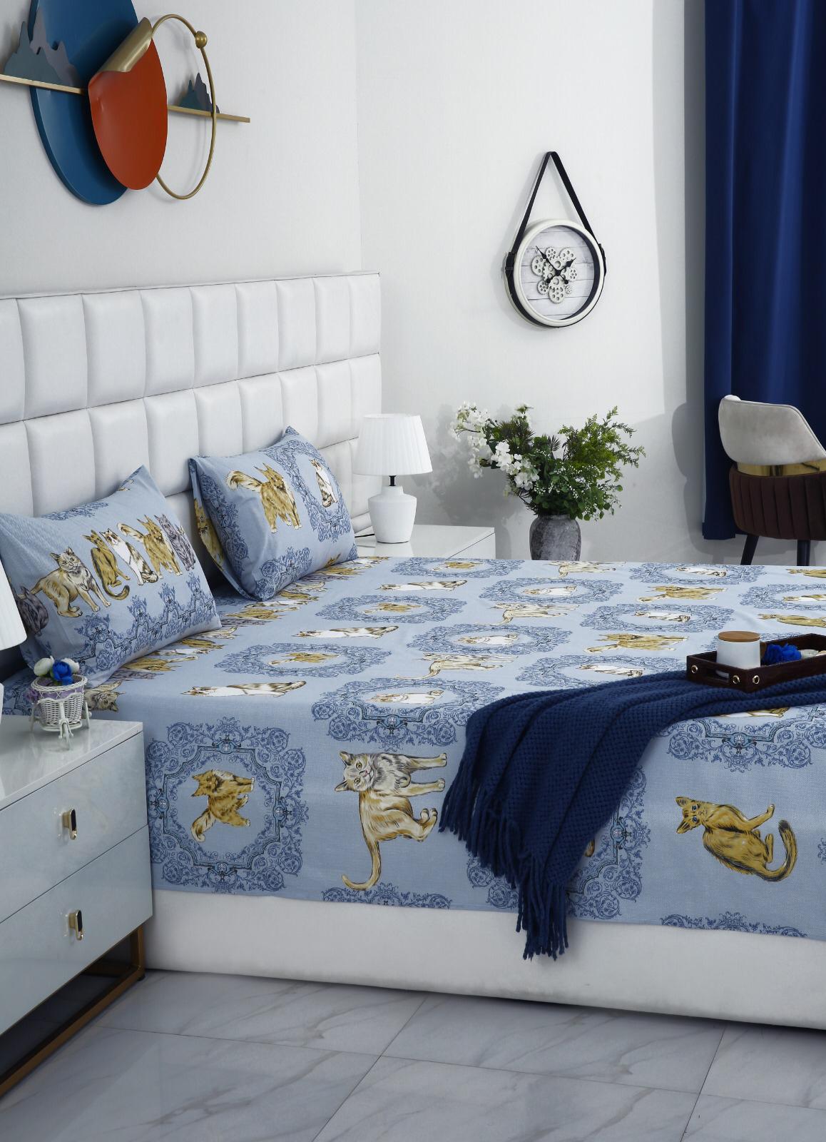 3 PCs Double Bed Sheet-AP0052 Bed Sheets Apricot