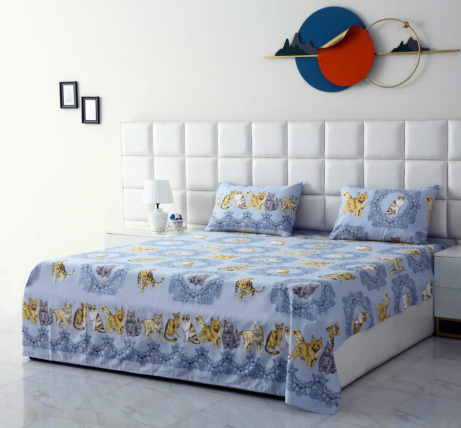 3 PCs Double Bed Sheet-AP0052 Bed Sheets Apricot