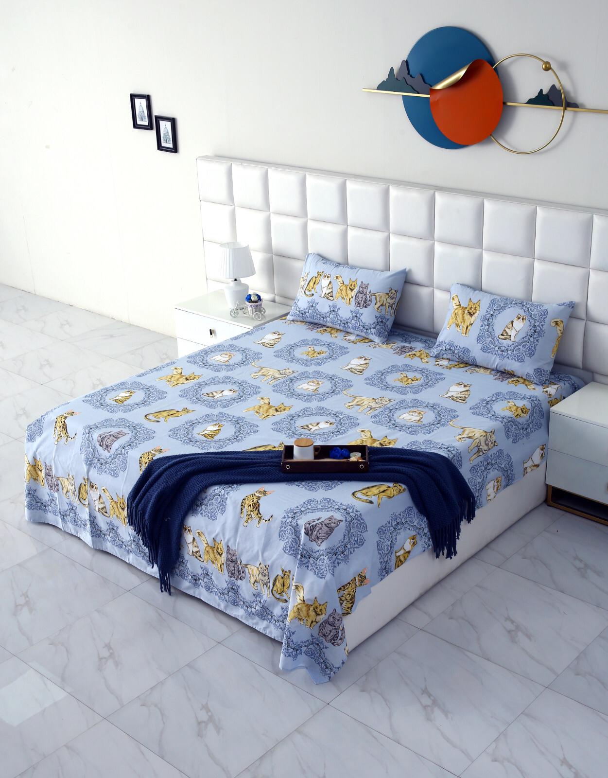 3 PCs Double Bed Sheet-AP0052 Bed Sheets Apricot