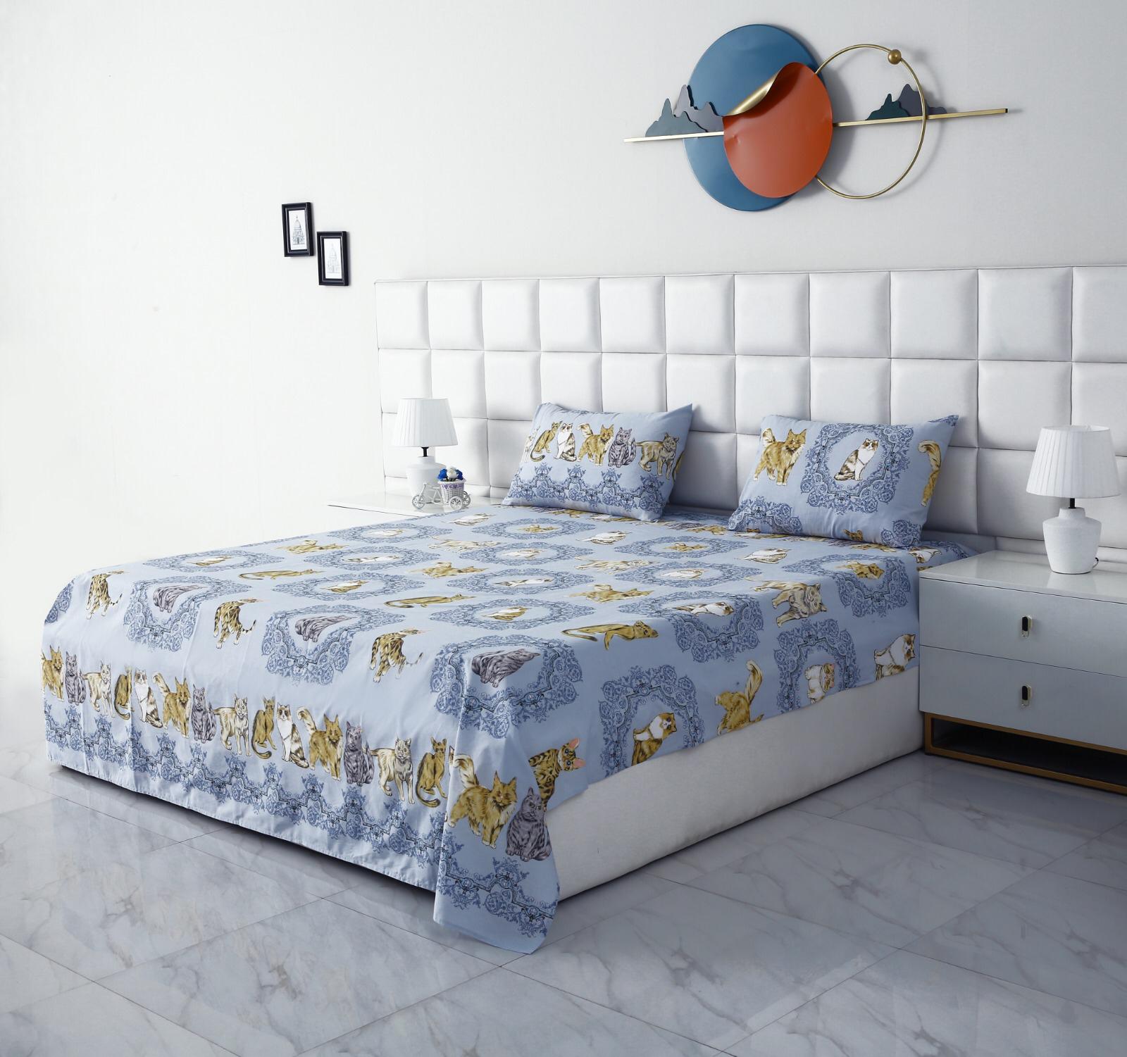3 PCs Double Bed Sheet-AP0052 Bed Sheets Apricot
