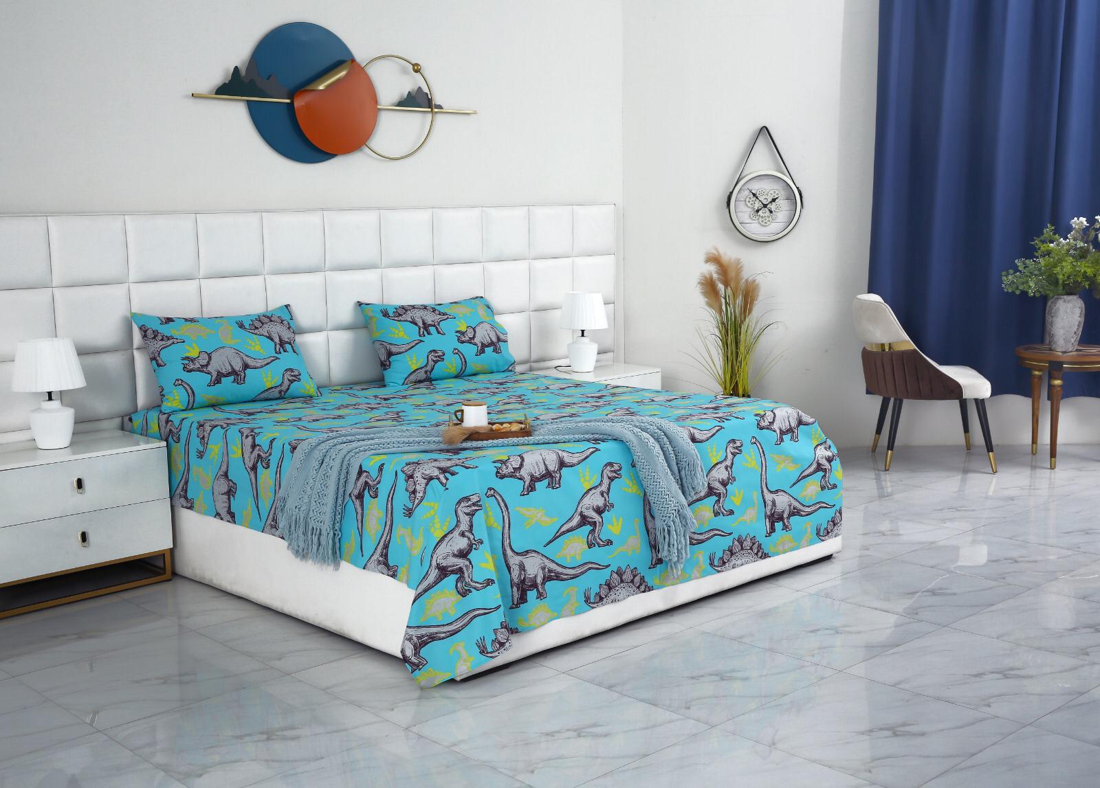 3 PCs Double Bed Sheet-DB195 Bed Sheets Apricot