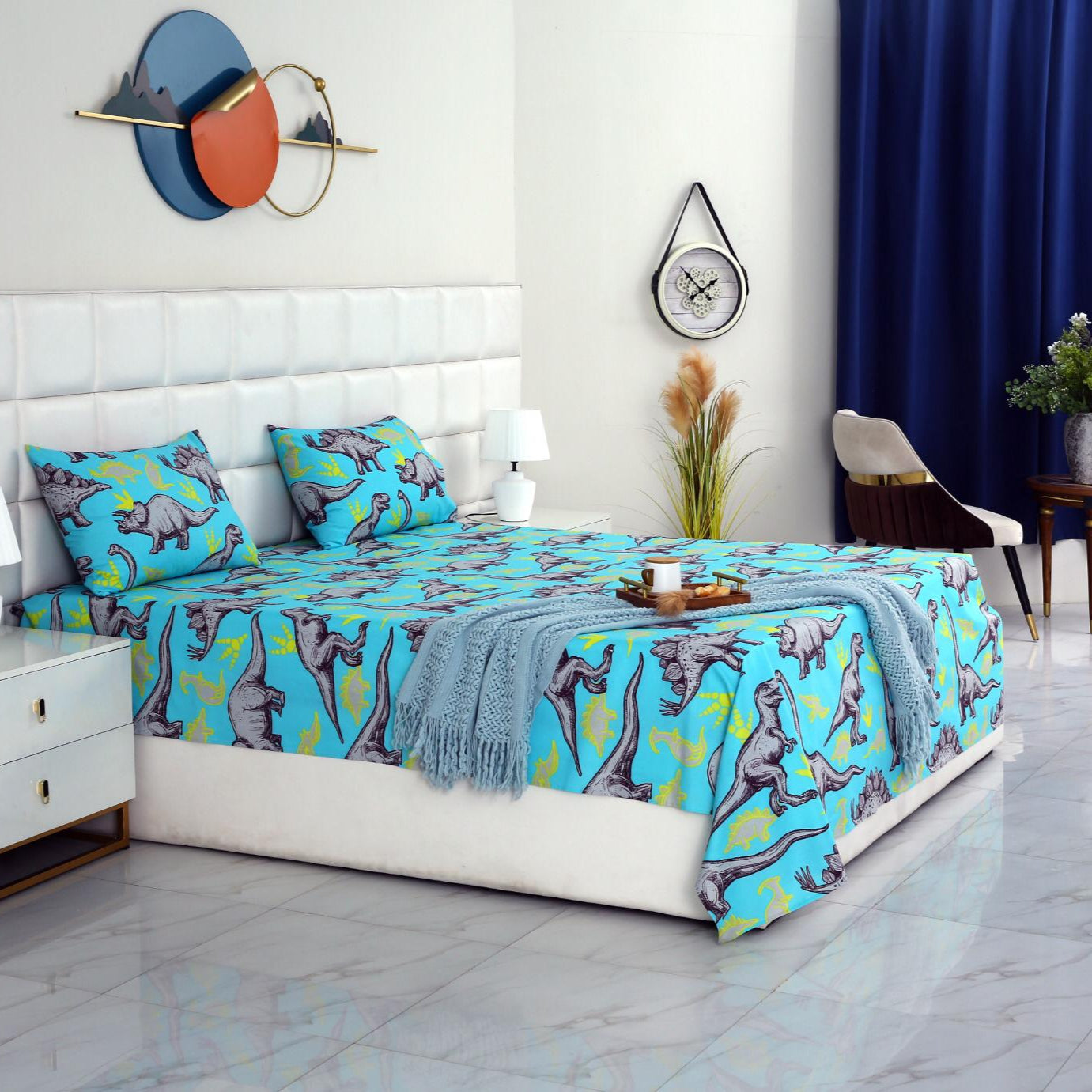 3 PCs Double Bed Sheet-DB195 Bed Sheets Apricot