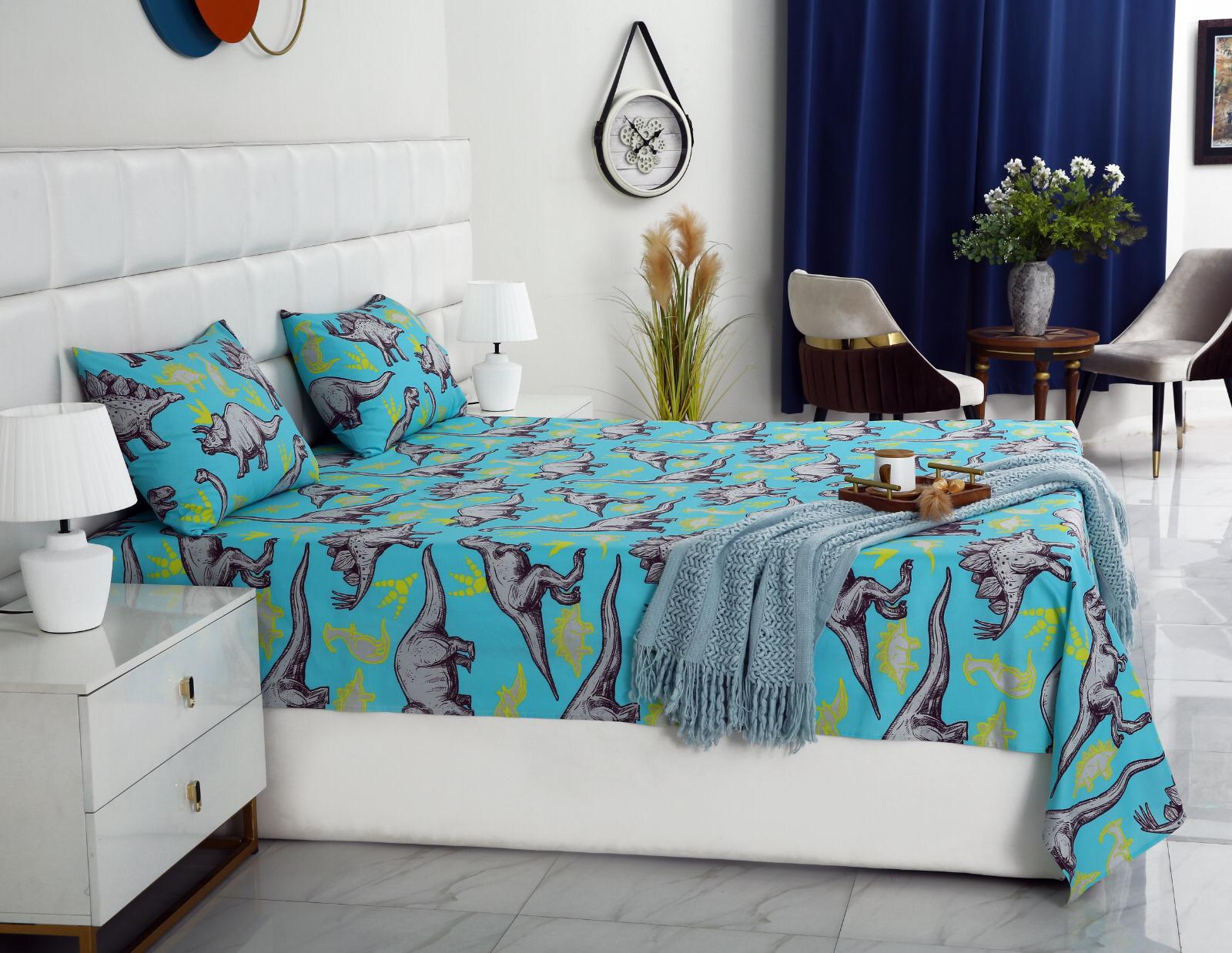 3 PCs Double Bed Sheet-DB195 Bed Sheets Apricot