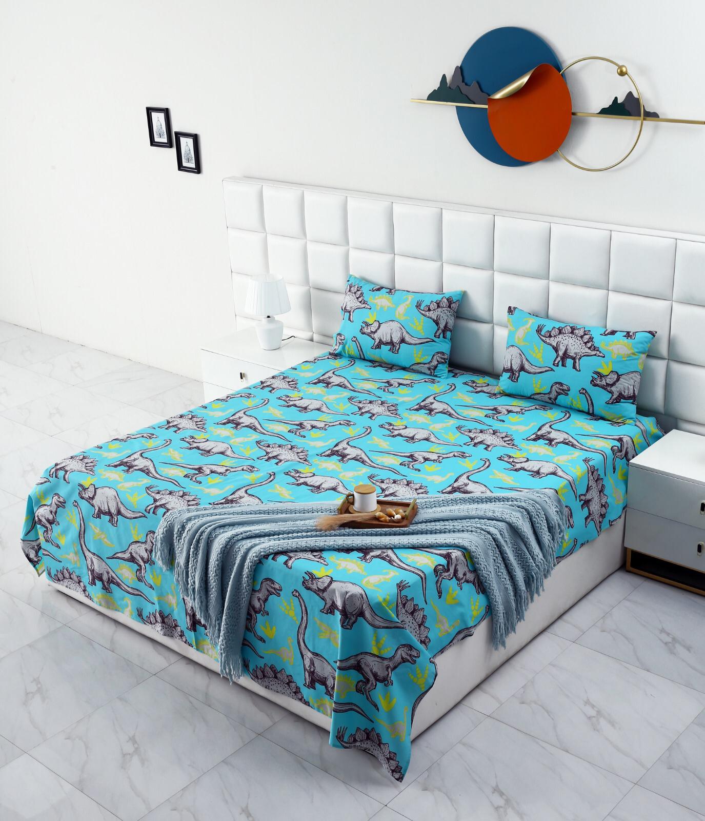 3 PCs Double Bed Sheet-DB195 Bed Sheets Apricot