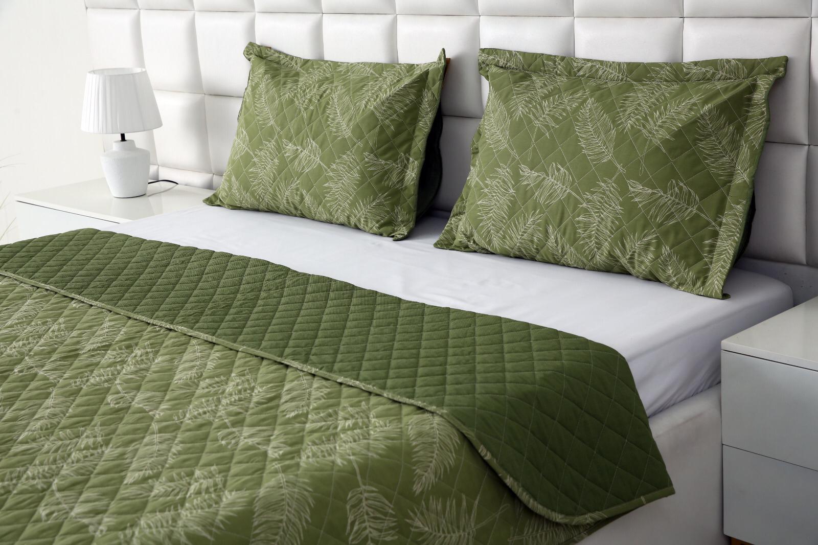 3 PCs Printed Bed Spread Set-Olive Leaf Bed Spread Apricot