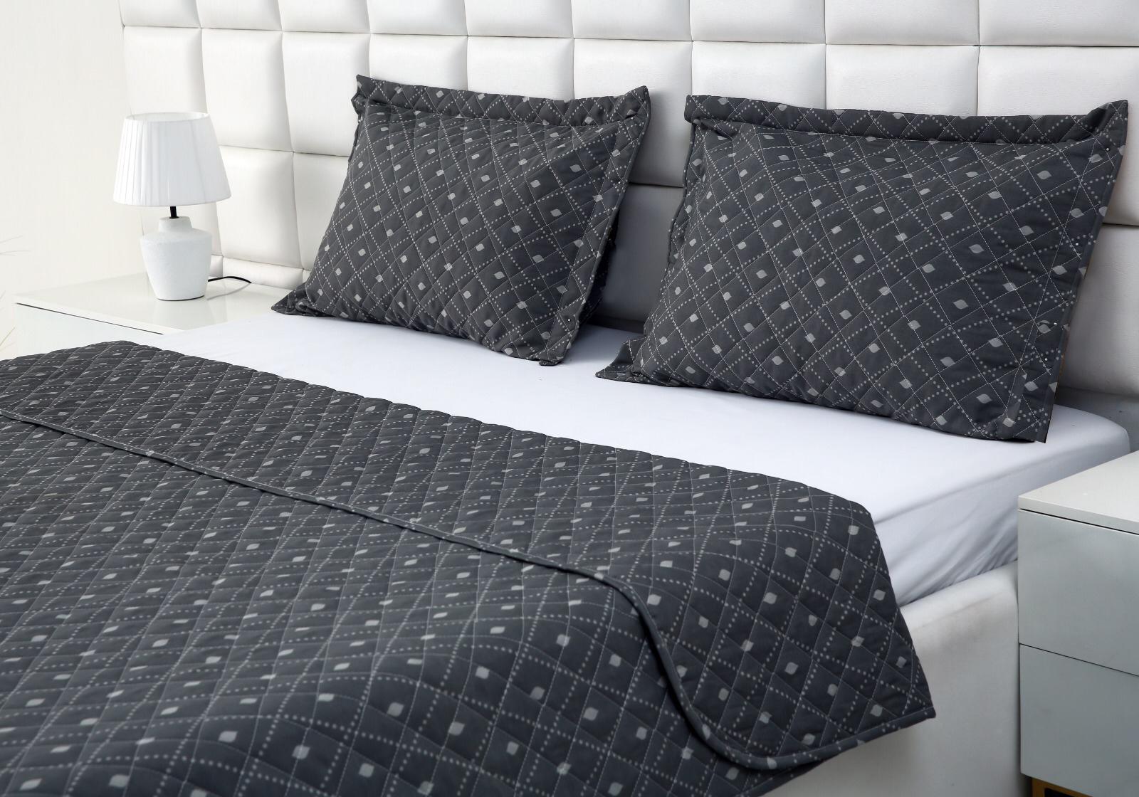 3 PCs Printed Bed Spread Set-Onyx Geometric Bed Spread Apricot