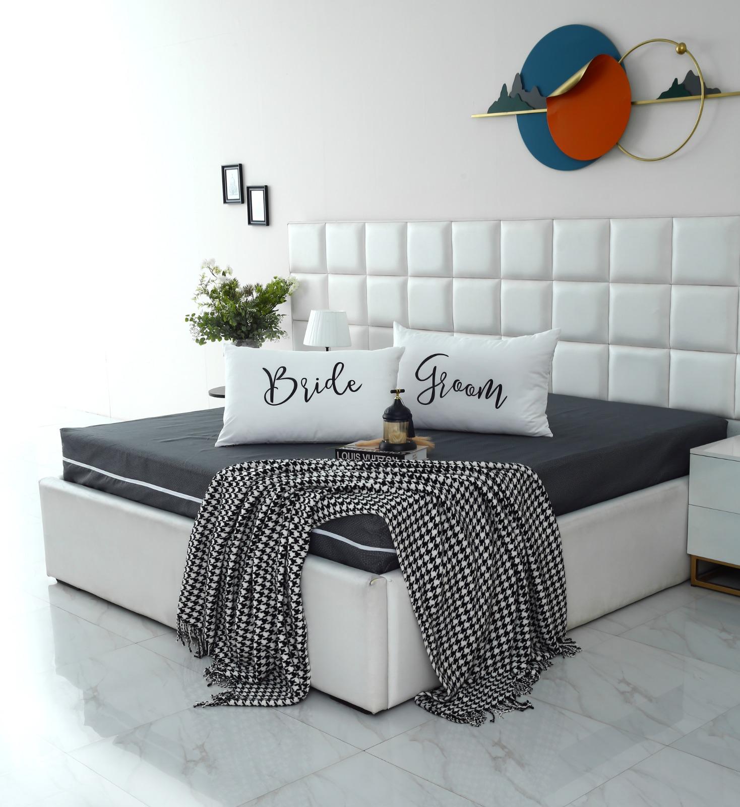 Zipper Mattress Cover Printed-Grey Texture Protectors Apricot