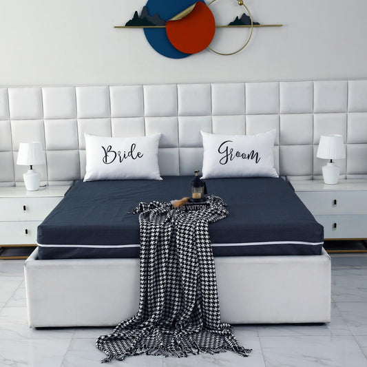 Zipper Mattress Cover Printed-Grey Texture Protectors Apricot