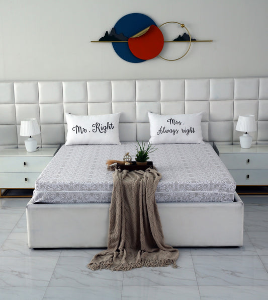 Zipper Mattress Cover Printed-Beige Flower Protectors Apricot
