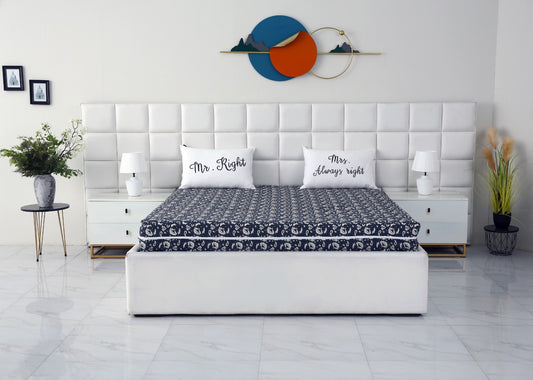 Zipper Mattress Cover Printed-Beige Flower Protectors Apricot