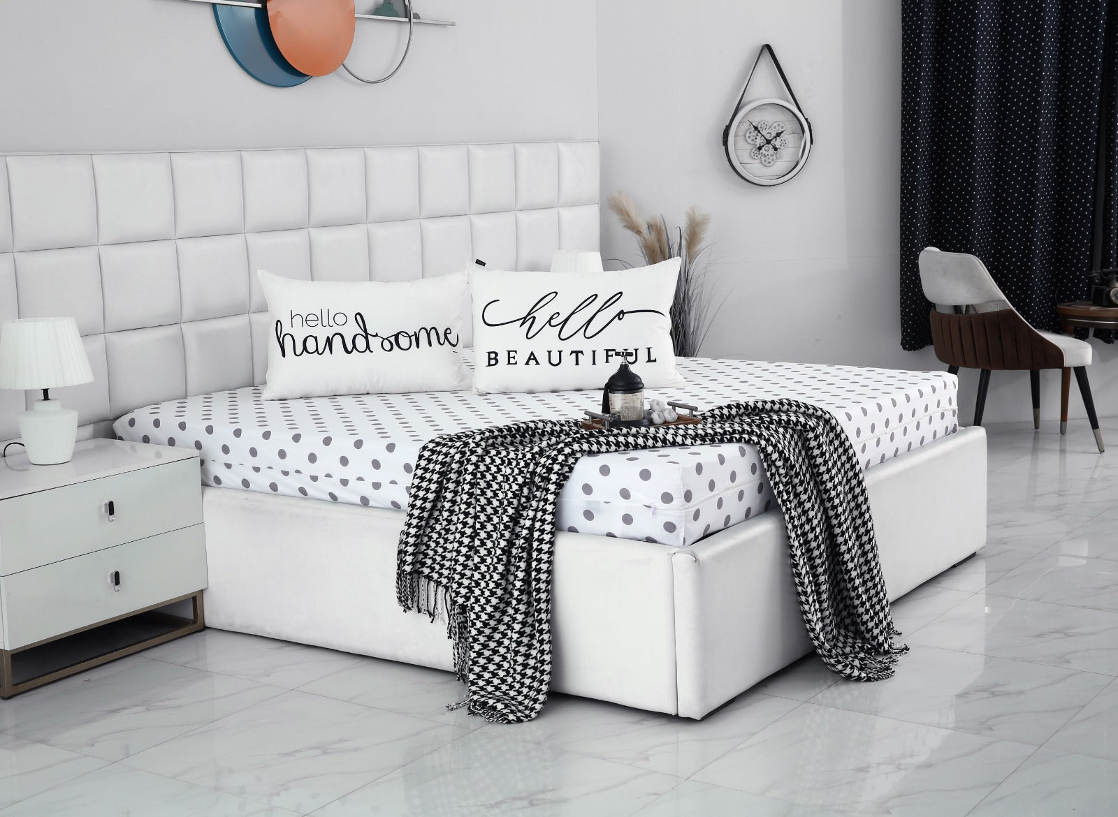 Zipper Mattress Cover Printed-Bold Polka Protectors Apricot