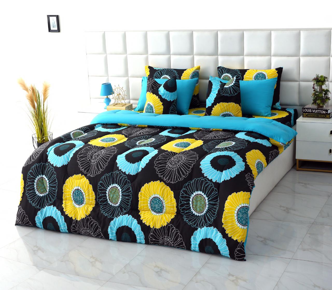 8 PCs Winter Comforter Set-Sun Flower