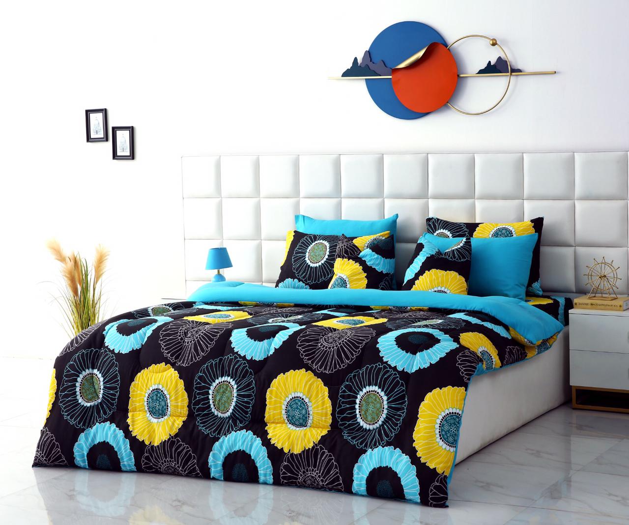 8 PCs Winter Comforter Set-Sun Flower