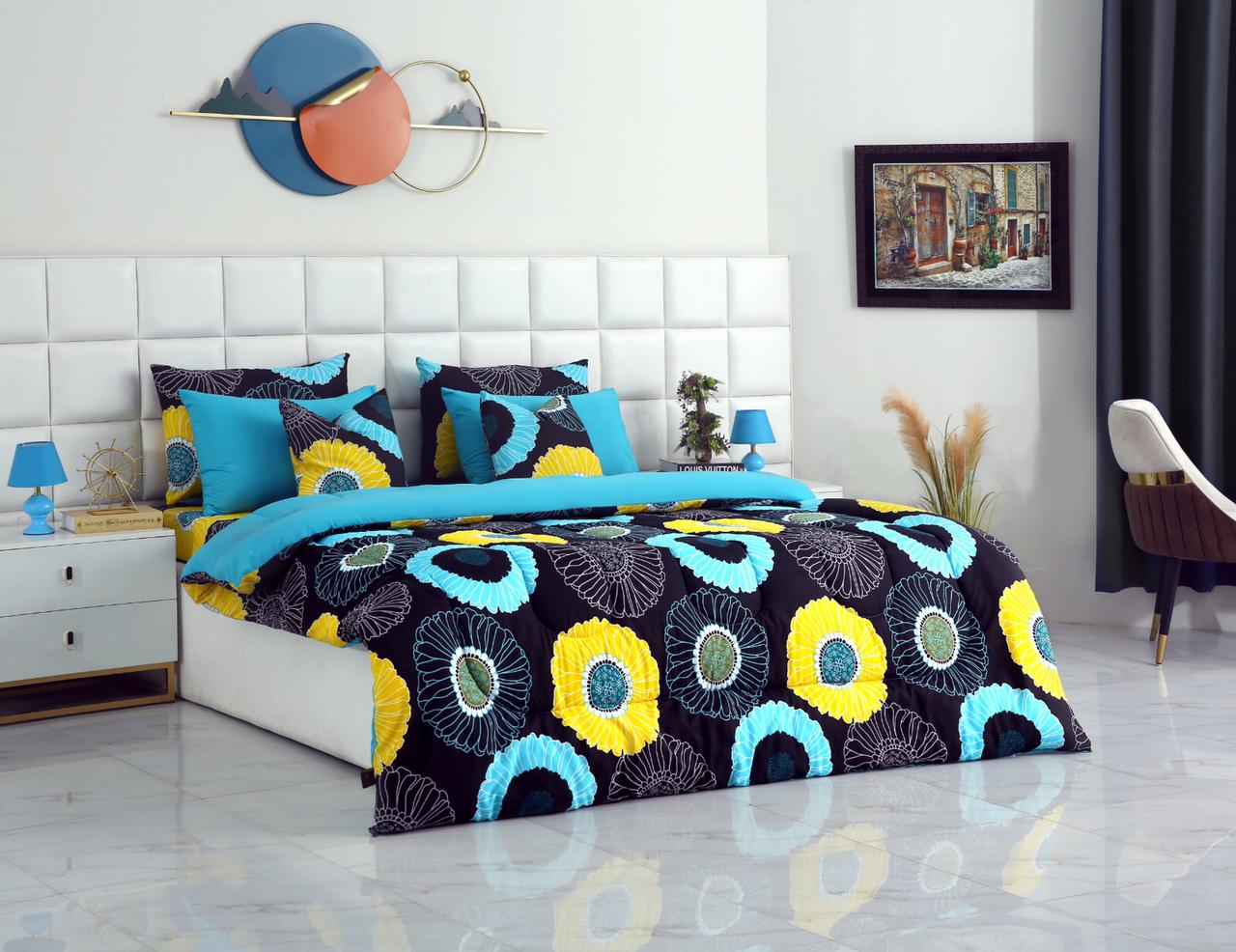 8 PCs Winter Comforter Set-Sun Flower