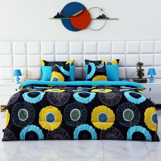 8 PCs Winter Comforter Set-Sun Flower