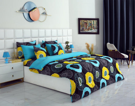 8 PCs Winter Comforter Set-Sun Flower