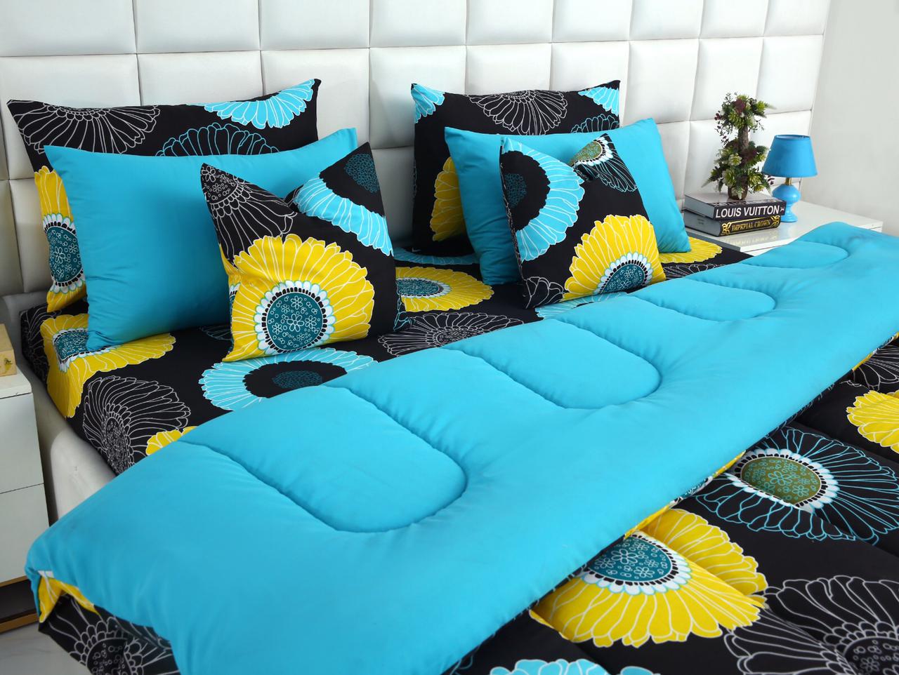 8 PCs Winter Comforter Set-Sun Flower