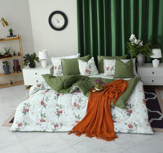 8 PCs Winter Comforter Set-Rosa