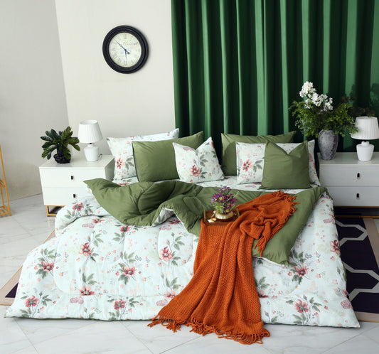 8 PCs Winter Comforter Set-Rosa