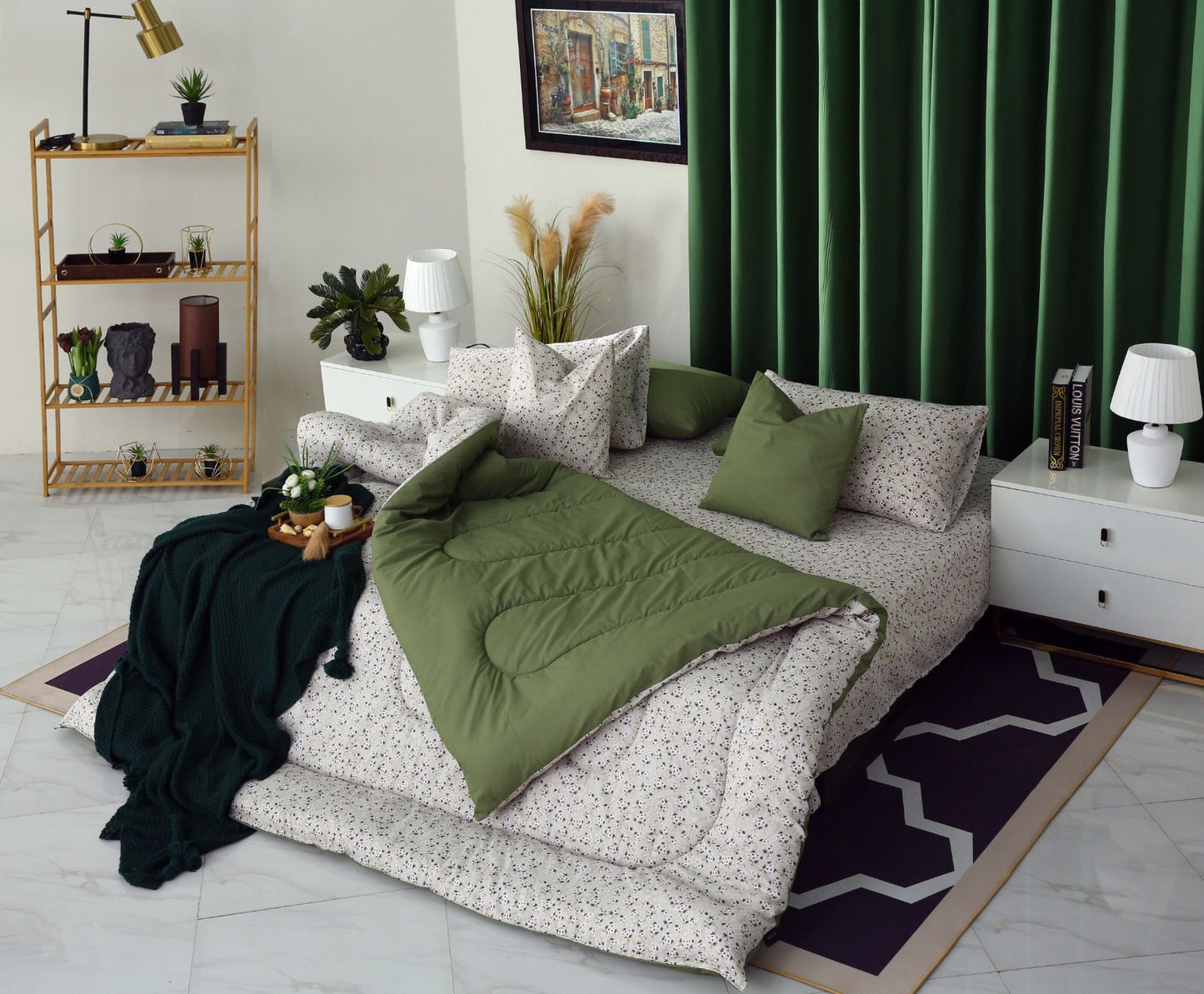 8 PCs Winter Comforter Set-Tiny Flowers