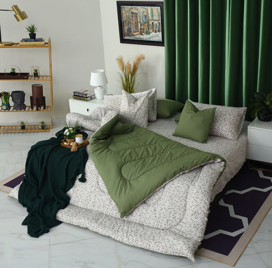 8 PCs Winter Comforter Set-Tiny Flowers