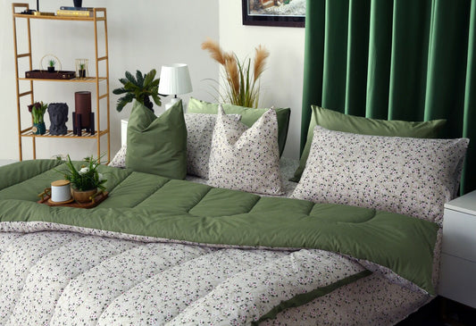 5 PCs Single Razai Set-Tiny Flowers Comforters Apricot