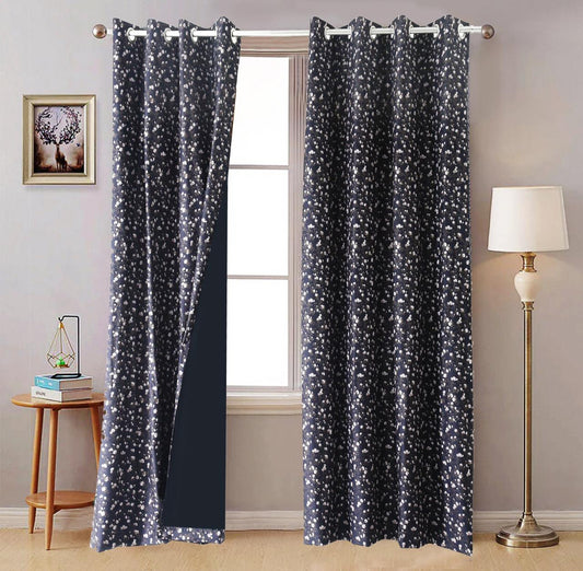 2 PCs Blackout Room Curtains-White Jazmin Curtains Apricot