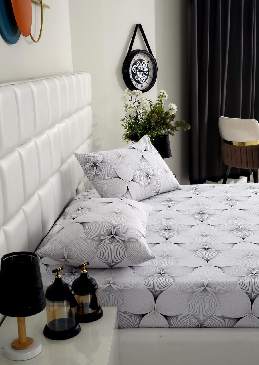 Fitted Bed Sheet-Pitch Grey Fitted Sheets Apricot